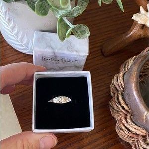 Silver Floral Engraved Ring Vintage Boho Statement Everyday Size 8